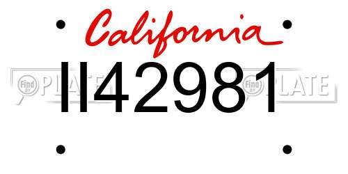 II42981 California License Plate