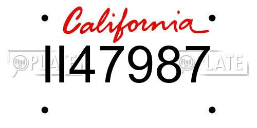 II47987 California License Plate