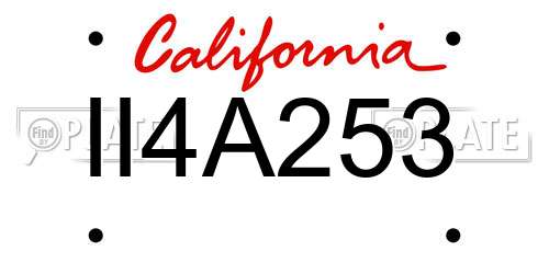 II4A253 California License Plate