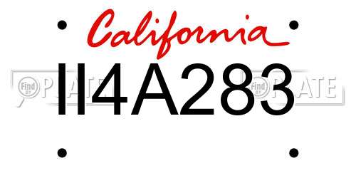 II4A283 California License Plate