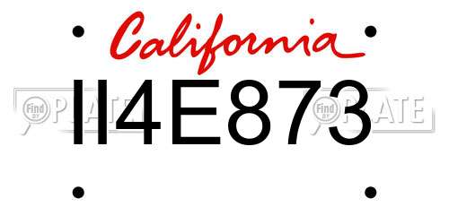 II4E873 California License Plate