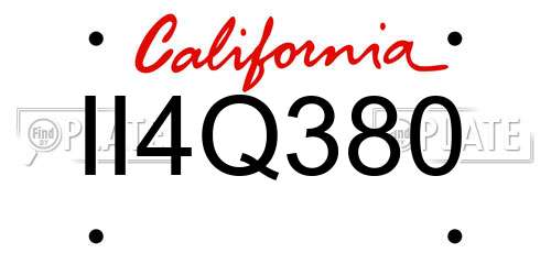 II4Q380 California License Plate
