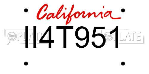 II4T951 California License Plate