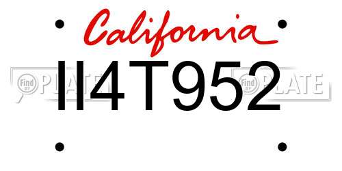 II4T952 California License Plate