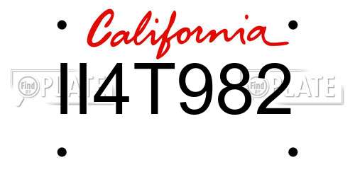 II4T982 California License Plate
