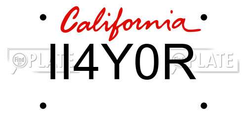 II4Y0R California License Plate