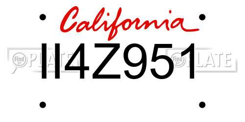 II4Z951 California License Plate