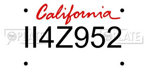 II4Z952 California License Plate