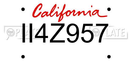 II4Z957 California License Plate