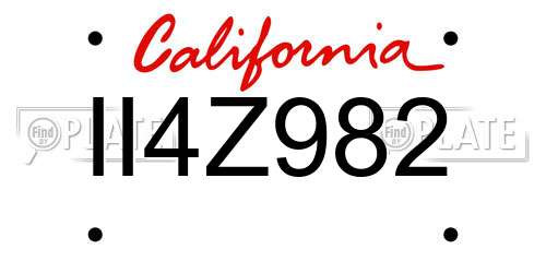 II4Z982 California License Plate