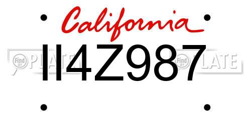 II4Z987 California License Plate