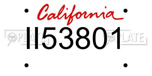 II53801 California License Plate