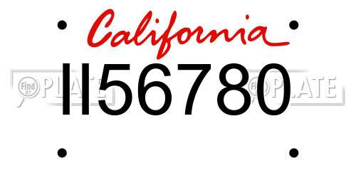 II56780 California License Plate