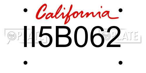 II5B062 California License Plate