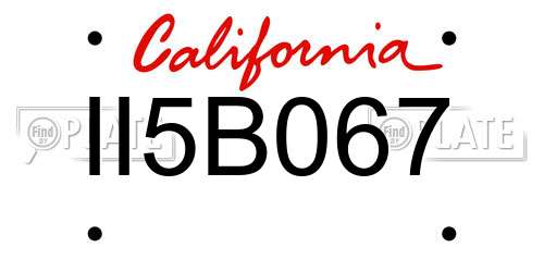 II5B067 California License Plate