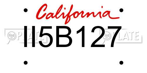 II5B127 California License Plate