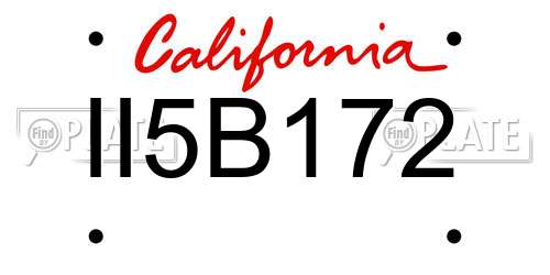 II5B172 California License Plate