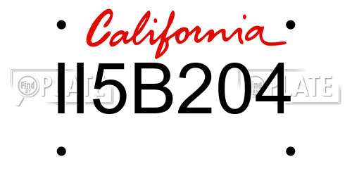 II5B204 California License Plate