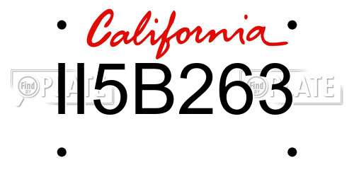 II5B263 California License Plate