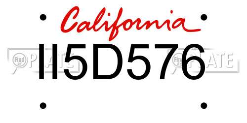 II5D576 California License Plate