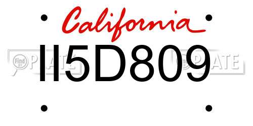 II5D809 California License Plate