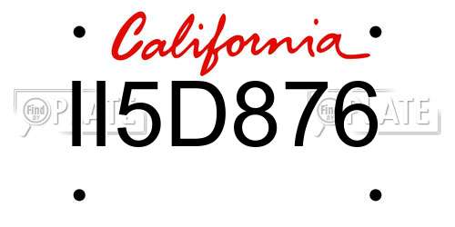 II5D876 California License Plate