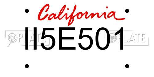 II5E501 California License Plate