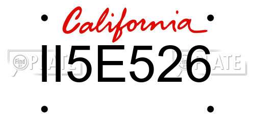 II5E526 California License Plate