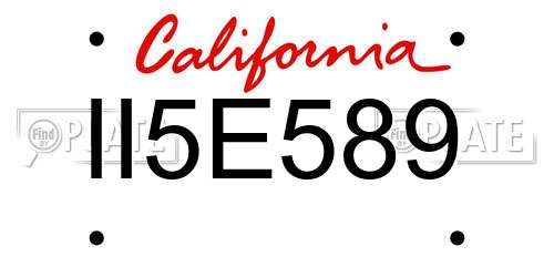 II5E589 California License Plate
