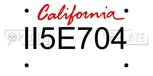 II5E704 California License Plate