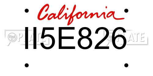 II5E826 California License Plate