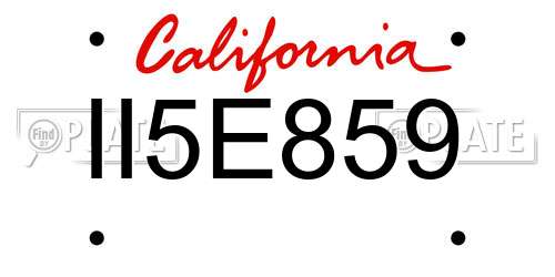 II5E859 California License Plate