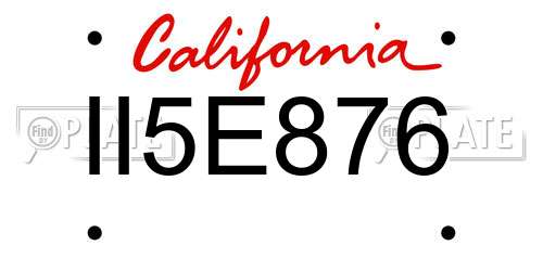 II5E876 California License Plate