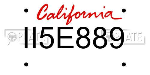 II5E889 California License Plate