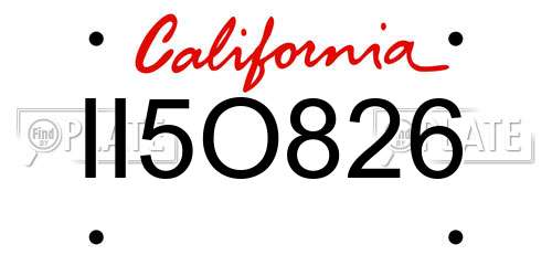 II5O826 California License Plate
