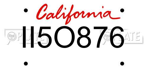 II5O876 California License Plate
