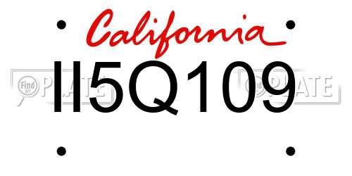 II5Q109 California License Plate