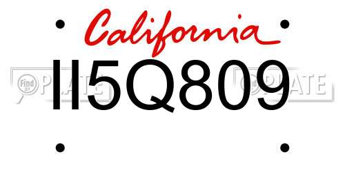II5Q809 California License Plate