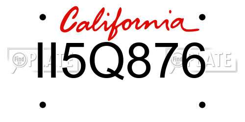 II5Q876 California License Plate