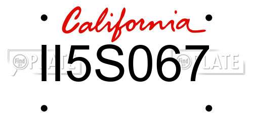 II5S067 California License Plate