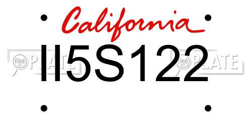 II5S122 California License Plate