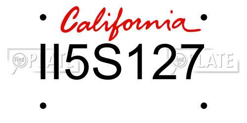 II5S127 California License Plate