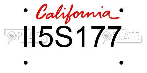 II5S177 California License Plate