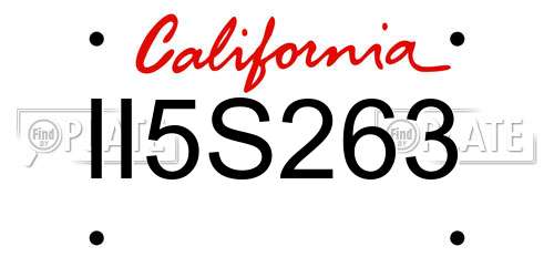 II5S263 California License Plate