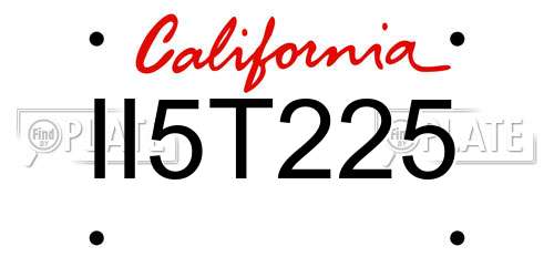 II5T225 California License Plate