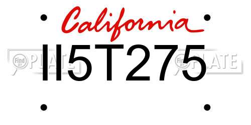II5T275 California License Plate