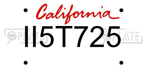 II5T725 California License Plate