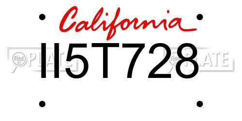 II5T728 California License Plate