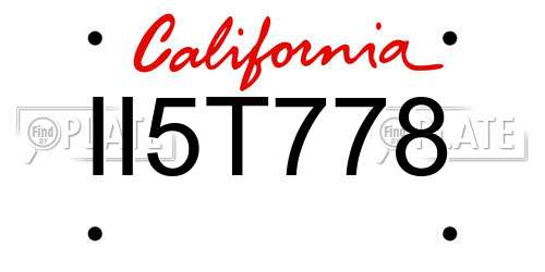 II5T778 California License Plate