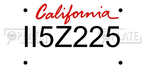 II5Z225 California License Plate